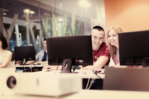 technology students group in computer lab school  classroom photo