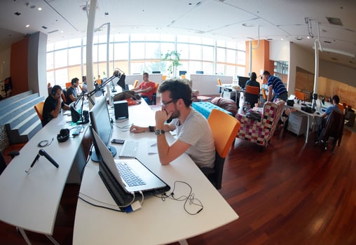 startup business people group at office photo