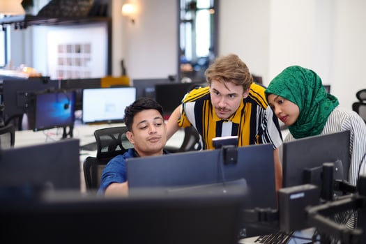 Multiethnic startup business team with Arabian woman photo