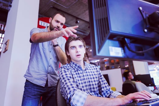 startup business people group working as team to find solution photo