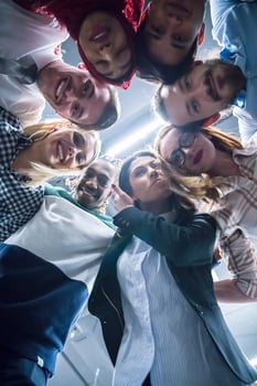 multiethnic Group of young business people celebrating success photo