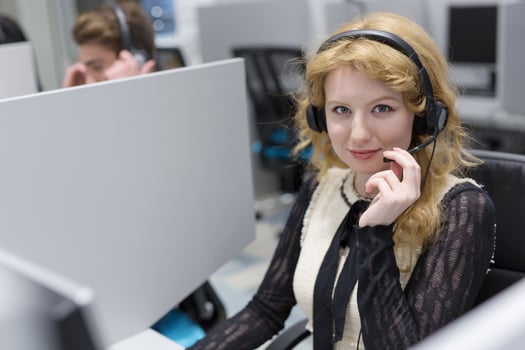 female call centre operator doing her job photo