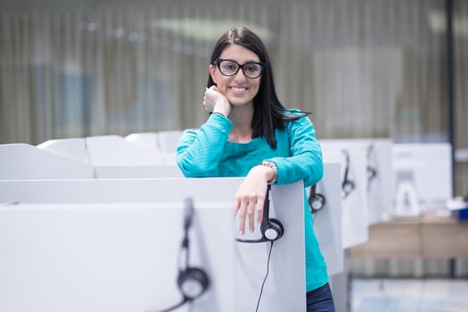 female call centre operator doing her job photo