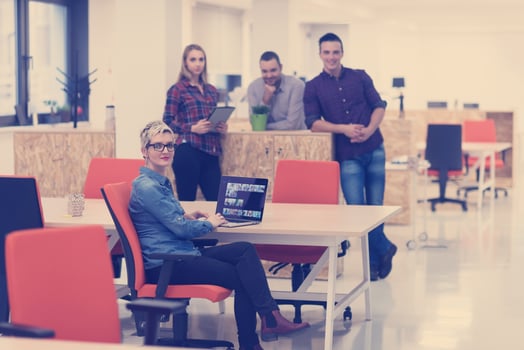 business people group portrait at modern office photo