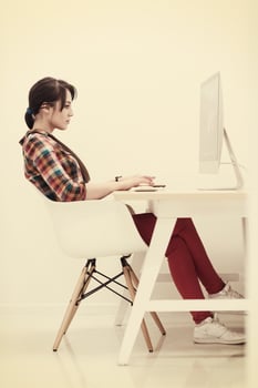 startup business, woman  working on desktop computer photo