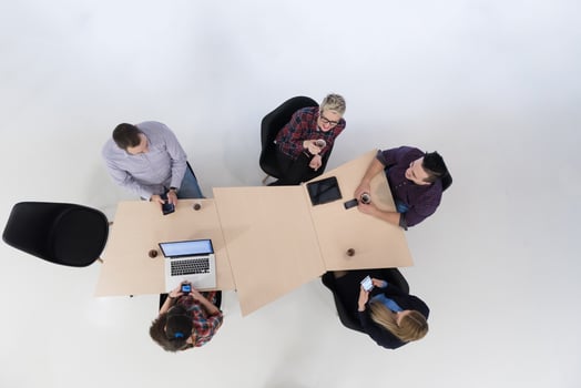 aerial view of business people group on meeting photo