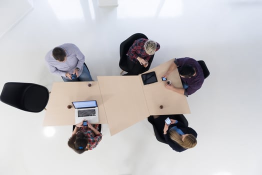 aerial view of business people group on meeting photo