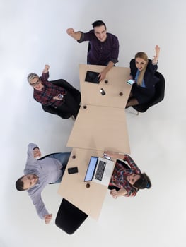 aerial view of business people group on meeting photo