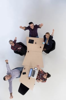 aerial view of business people group on meeting photo