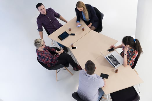 aerial view of business people group on meeting photo