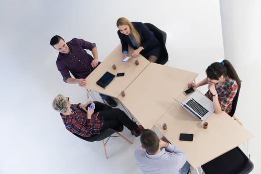 aerial view of business people group on meeting photo