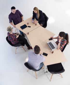 aerial view of business people group on meeting photo