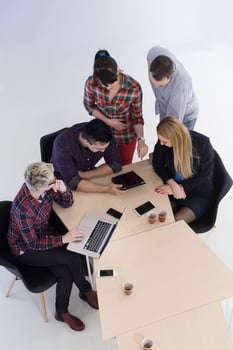aerial view of business people group on meeting photo