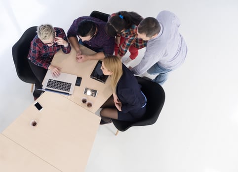 aerial view of business people group on meeting photo