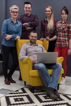 portrait of business people group in modern office interior photo