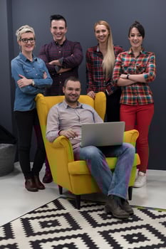 portrait of business people group in modern office interior photo