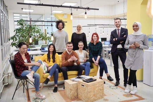 Business team portrait at modern startup office photo