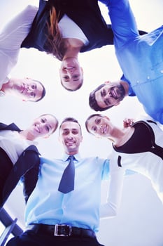 business people group joining hands photo