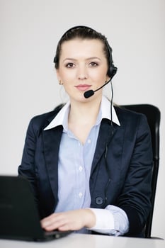 business woman group with headphones photo