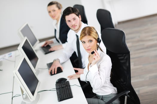 business people group working in customer and help desk office photo