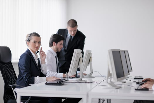 business people group working in customer and help desk office photo