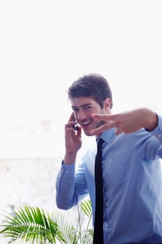 business man talking by cellphone photo