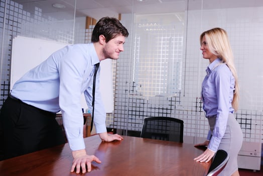 Angry busines sman screaming at employee photo