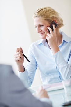 young business woman on meeting photo
