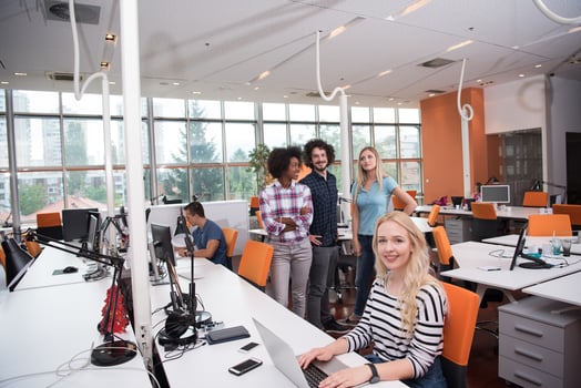 informal business woman working in the office photo