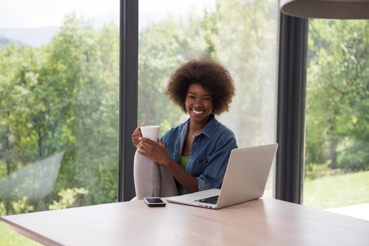 African American woman in the living room photo