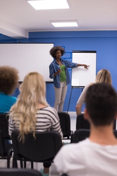Black woman Speaker Seminar Corporate Business Meeting Concept photo