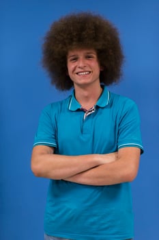 Man with funky hairstyle photo