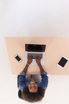 top view of informal african american Businesswoman photo