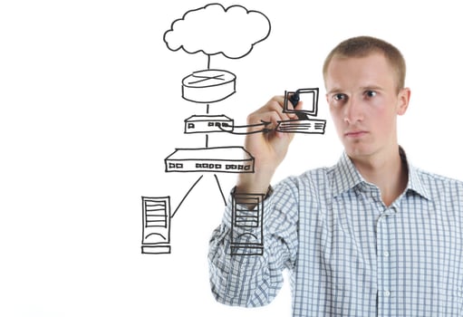 business man draw cloud computing chart photo