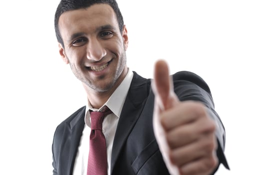 Businessmen making his thumb up saying OK photo