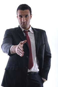 business man giving you a hand shake photo
