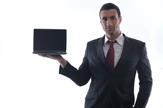 business man work on mini laptop photo