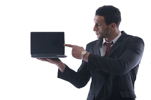 business man work on mini laptop photo