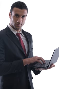 business man work on mini laptop photo