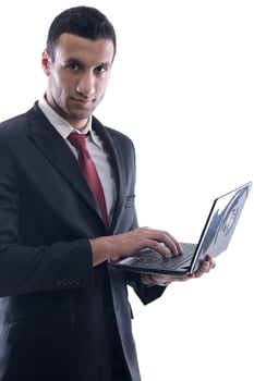 business man work on mini laptop photo