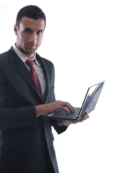 business man work on mini laptop photo