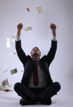 Business man holding money photo