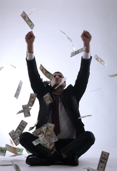 Business man holding money photo