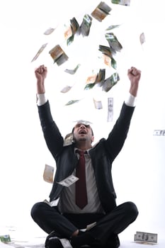 Business man holding money photo