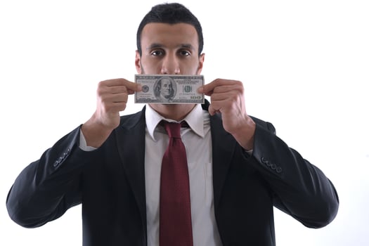 Business man holding money photo
