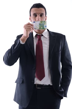 Business man holding money photo