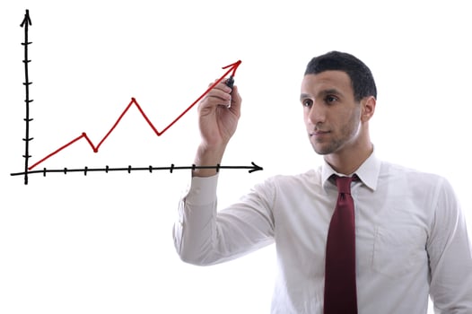 business man draw line chart photo