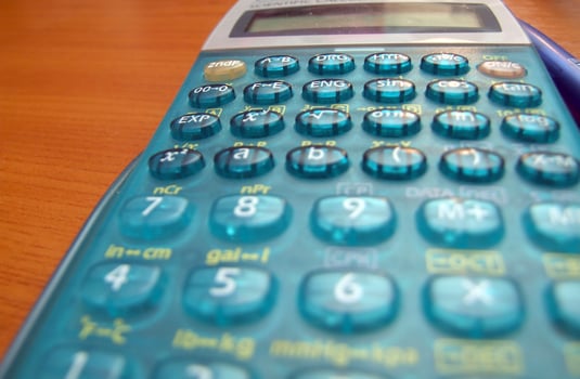 Calculator on table photo