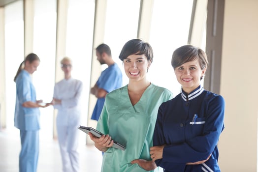 group of medical staff at hospital photo