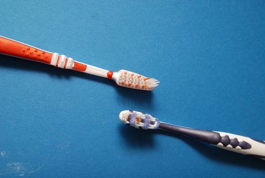 toothbrush on blue photo